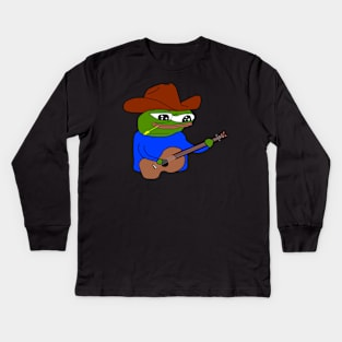 Cowboy Pepe Playing Guitar Kids Long Sleeve T-Shirt